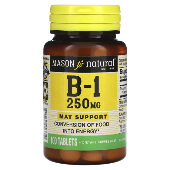 Витамин B-1, 250 мг, 100 таблеток Mason Natural