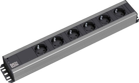 Bachmann 300.000 - 2 m - Black - Grey - 6 AC outlet(s) - 74 mm - 445 mm - 45 mm