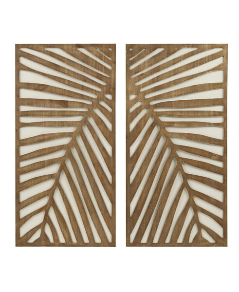 Birch Palms Carved Wall Panel Set, 2 Piece