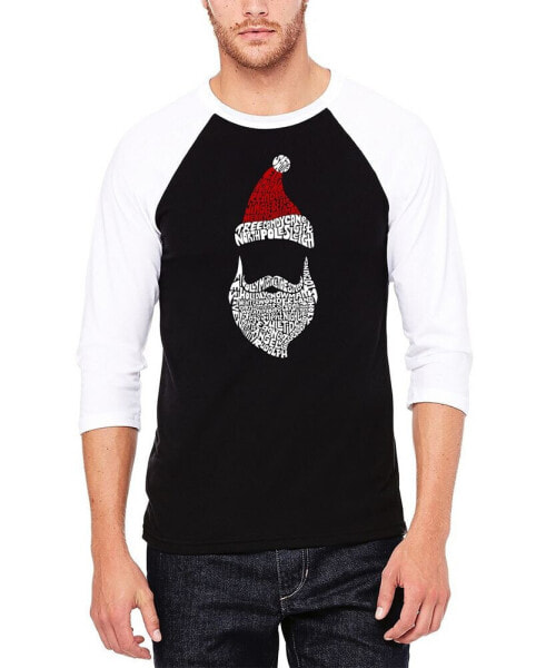 Men's Raglan Baseball Santa Claus Word Art T-shirt