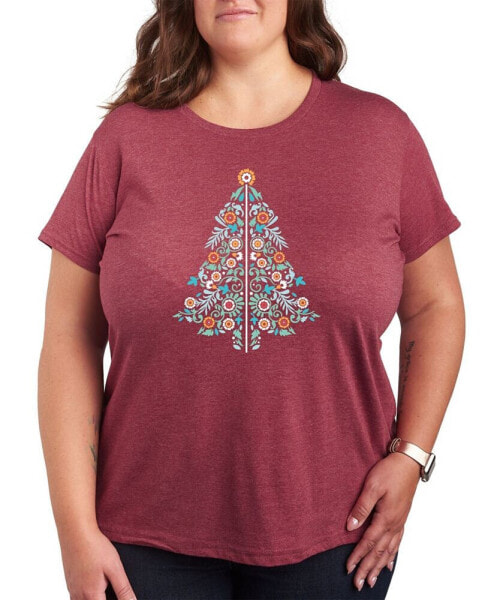 Air Waves Trendy Plus Size Christmas Tree Graphic T-shirt