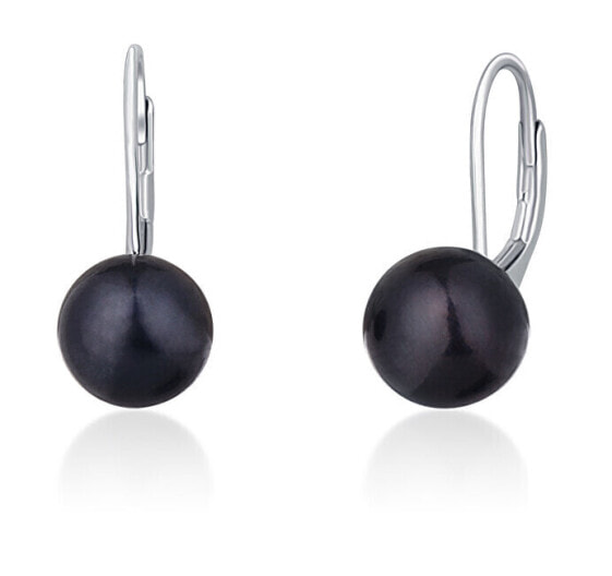 Silver earrings with genuine black pearls SVLE0476XD2P50
