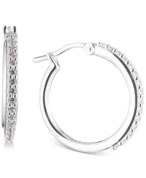 Sterling Silver Small Pavé Hoop Earrings, 0.79"