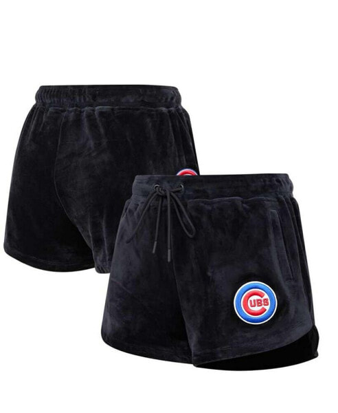 Women's Black Chicago Cubs Classic Velour Lounge Shorts
