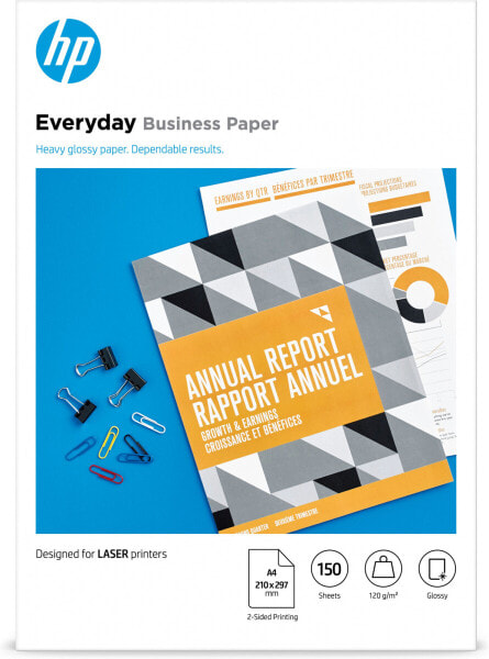HP Everyday Business Paper - Glossy - 120 g/m2 - A4 (210 x 297 mm) - 150 sheets - Laser printing - A4 (210x297 mm) - Gloss - 150 sheets - 120 g/m² - White