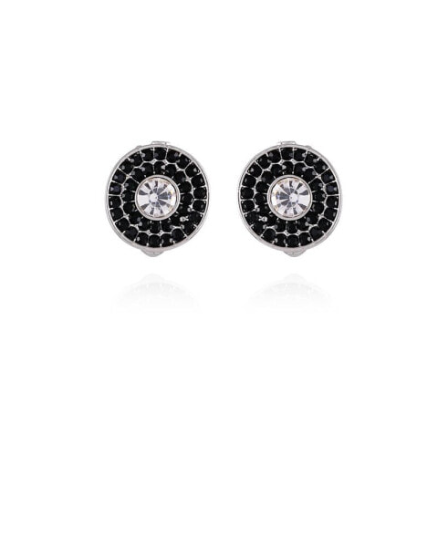 Gold-Tone Pave Stone Clip On Stud Earrings