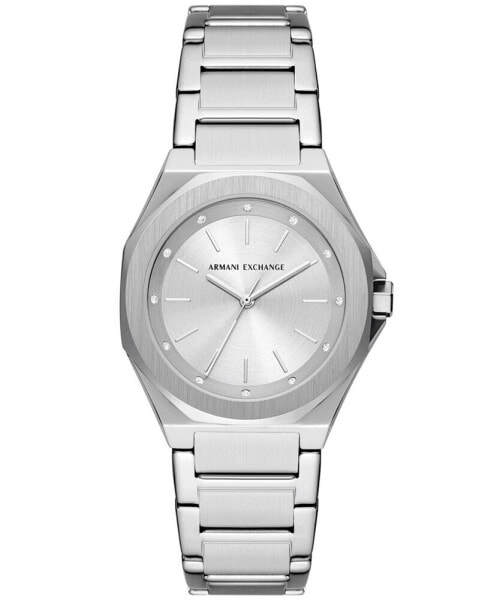 Women's Quartz Three Hand Silver-Tone Stainless Steel Watch 34mm