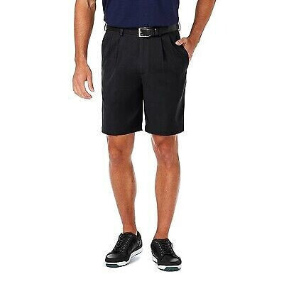 Haggar Men's Cool 18 Pro Regular Fit Pleated Front Short 44 x 9.5" - Black