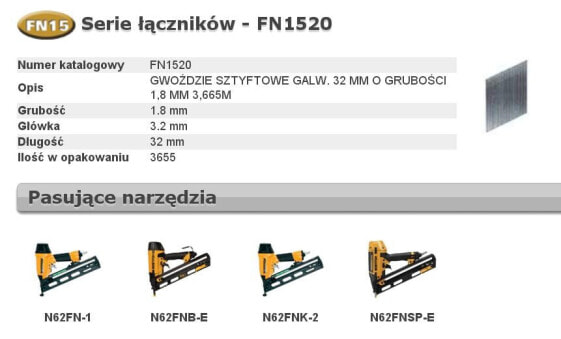 Гвозди штифтовые Bostitch FN1520 32 мм 1,8 мм 3,665 м 3655 шт