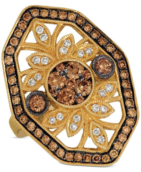 Chocolate Diamond & Nude Diamond Openwork Statement Ring (1-1/6 ct. t.w.) in 14k Gold