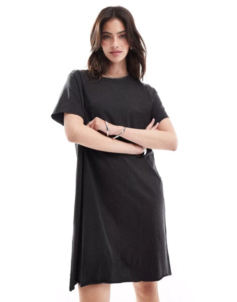 ONLY mini t-shirt dress in washed black