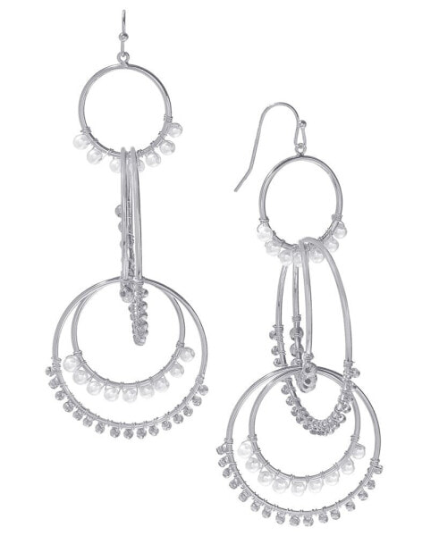 Mixed Bead Orbital Drop Statement Earrings, Created for Macy's