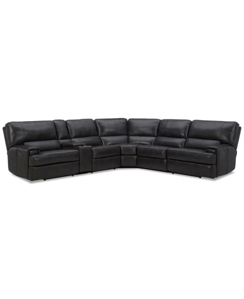 CLOSEOUT! Binardo 136" 6 Pc. Zero Gravity Leather Sectional with 3 Power Recliners and 1 Console, Created for Macy's