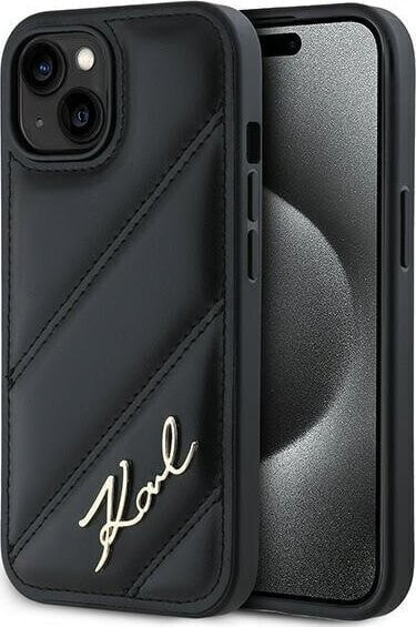 Karl Lagerfeld Karl Lagerfeld KLHCP15SPQDSMGK iPhone 15 / 14 / 13 6.1" czarny/black hardcase Diagonal Quilted Script