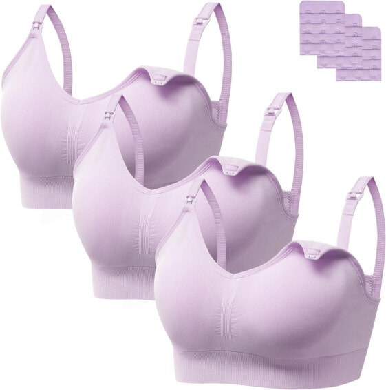 HBselect 3 pcs pregnancy nursing bra, seamless with additional bra extensions, breastfeeding and sleeping, without underwire, for women.