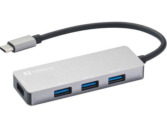 USB-концентратор Sandberg SANDBERG USB-C Hub 1xUSB3.0+3x2.0 SAVER - USB 3.2 Gen 1 (3.1 Gen 1) Type-C - USB 2.0 - USB 3.2 Gen 1 (3.1 Gen 1) Type-A - 5000 Mbit/s - серый - алюминий - USB