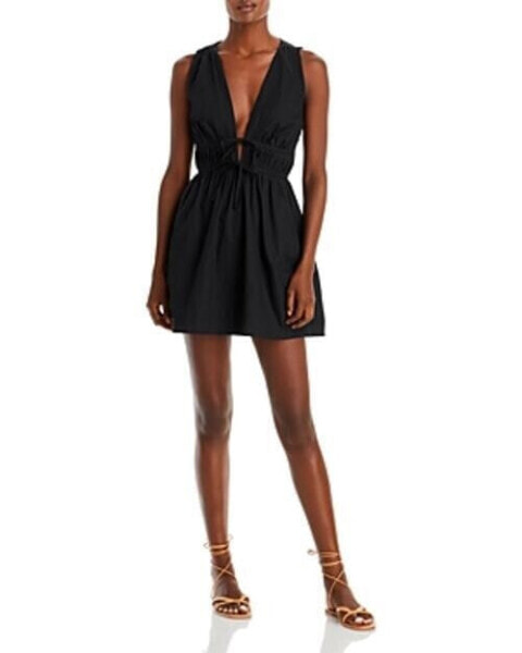 Faithfull The Brand Korita Plunge Mini Dress Black Size US 12