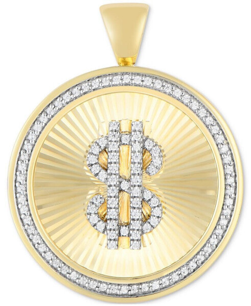 Men's Diamond Dollar Sign Disc Pendant (3/8 ct. t.w.) in 10k Gold