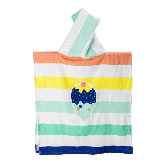 EUREKAKIDS Poncho towel for children ideal for pool and beach - hello summer stripes poncho