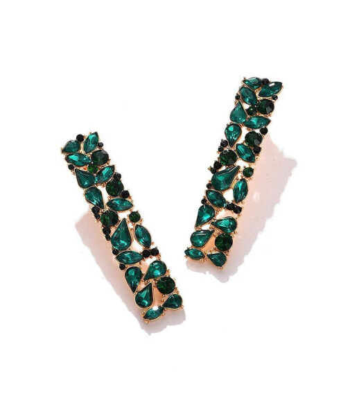 Women's Green Embellished Cluster Drop Earrings