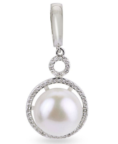 White Cultured Freshwater Pearl and White Topaz Enhancer in Sterling Silver