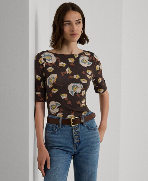 Women's Floral Boat-Neck Tee