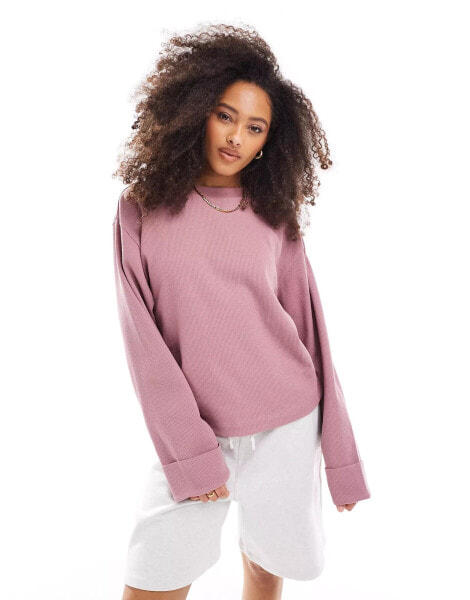 ASOS DESIGN slouchy long sleeve t-shirt in dusty pink