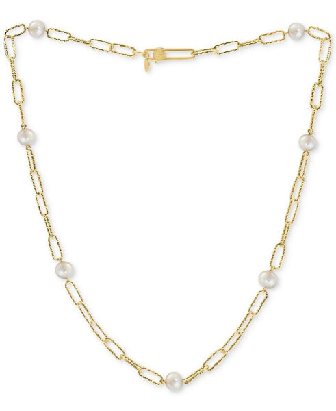 EFFY Collection eFFY® Cultured Freshwater Pearl (7mm) Large Paperclip Link 18" Statement Necklace in 18k Gold-Plated Sterling Silver