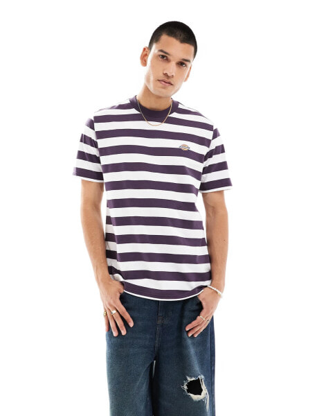 Dickies rivergrove striped t-shirt in plum and white