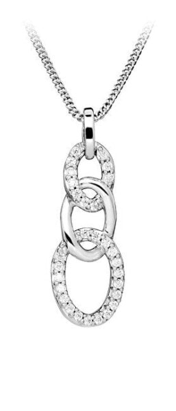 Elegant Silver Necklace with Cubic Zirconia SC479 (Chain, Pendant)