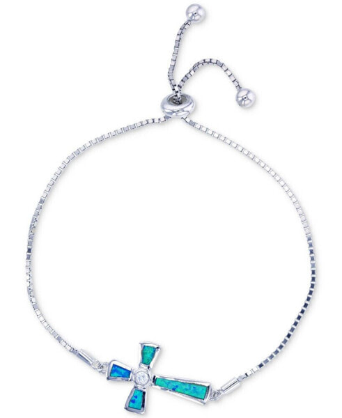 Браслет Macy's Blue Opal Cross Bolo, Ag925