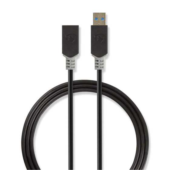 Разъем NEDIS CCBW61010AT20 - 2 м - USB A - USB A - USB 3.2 Gen 1 (3.1 Gen 1) - 4.8 Мбит/с - Антрацит