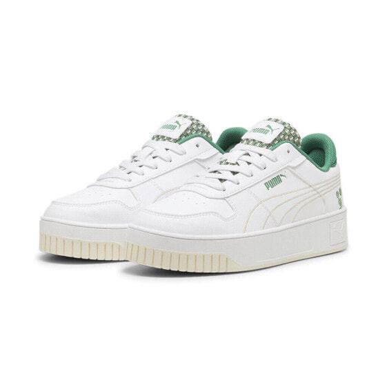 Puma Women's Carina Street Blossom White-Sugared Almond-Green Sneaker, Platform