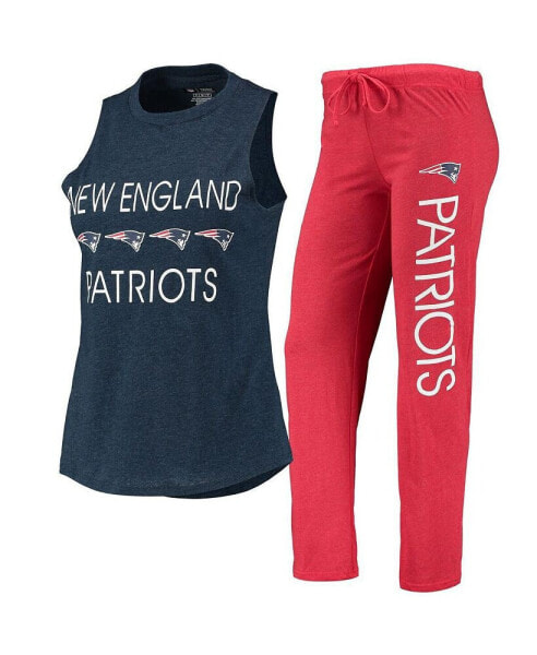 Women's Navy, Red New England Patriots Plus Size Meter Tank Top and Pants Sleep Set