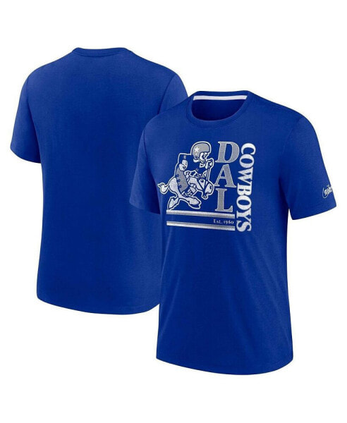 Men's Royal Dallas Cowboys Wordmark Logo Tri-Blend T-shirt