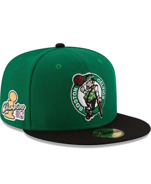 Men's Kelly Green/Black Boston Celtics 2024 NBA Finals Champions Side Patch 59FIFTY Fitted Hat