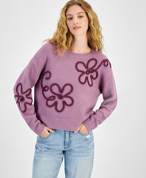 Juniors' Flower Sweater