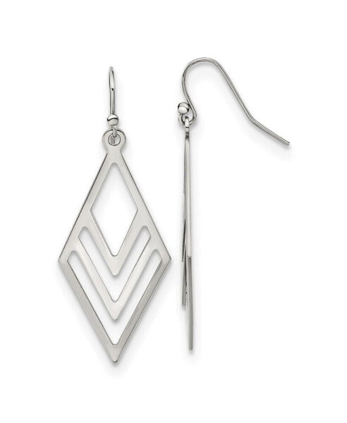 Stainless Steel Polished Diamond-shaped Dangle Earrings