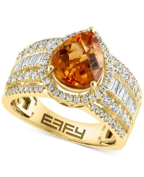 EFFY® Citrine (3 ct. t.w.) & Diamond (5/8 ct. t.w.) Statement Ring in 14k Gold
