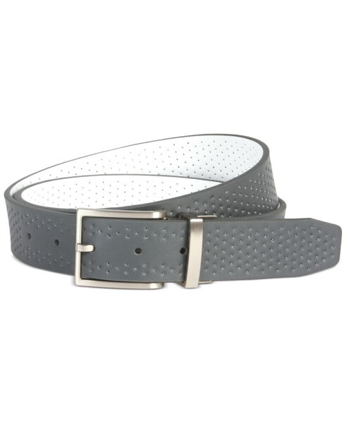 Men's Reversible Perforated Leather Belt, Created for Macy's