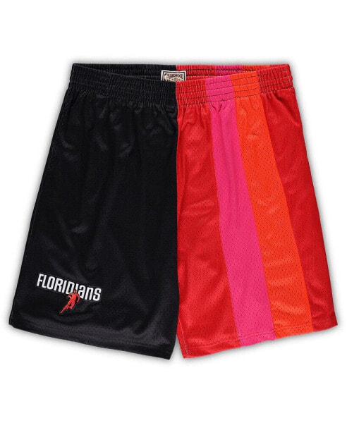 Men's Black, Red Miami Heat Big & Tall Hardwood Classics Split Swingman Shorts