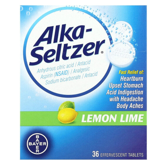 Upset Stomach Relief, Lemon Lime, 36 Effervescent Tablets