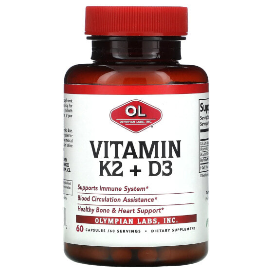 Витамин К2 + D3, 60 капсул Olympian Labs