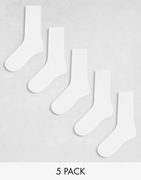 ASOS DESIGN 5 pack ankle socks in white