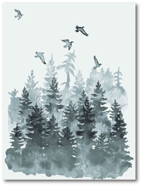 Watercolor Pine Tree Forest Gallery-Wrapped Canvas Wall Art - 16" x 20"
