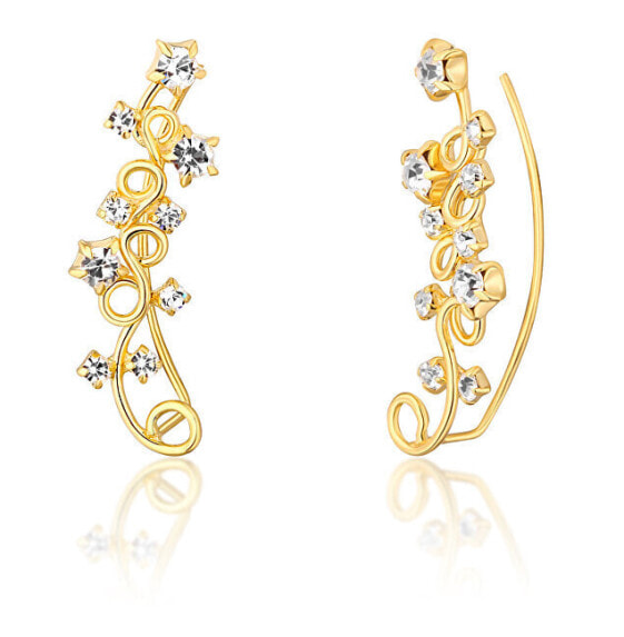 Beautiful gold-plated long earrings with crystals JL0740