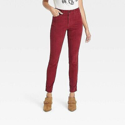 Women's High-Rise Corduroy Skinny Jeans - Universal Thread Red 10