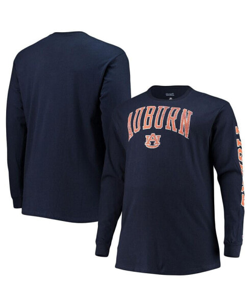 Men's Navy Auburn Tigers Big and Tall 2-Hit Long Sleeve T-shirt