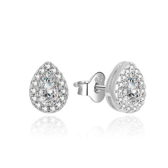 Glittering silver stud earrings AGUP1782L