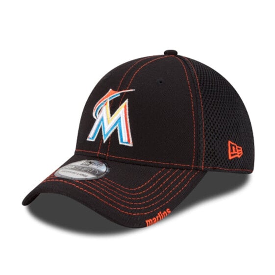 [10489625] Mens New Era MLB 39Thirty Neo Flex Fit Cap - Miami Marlins